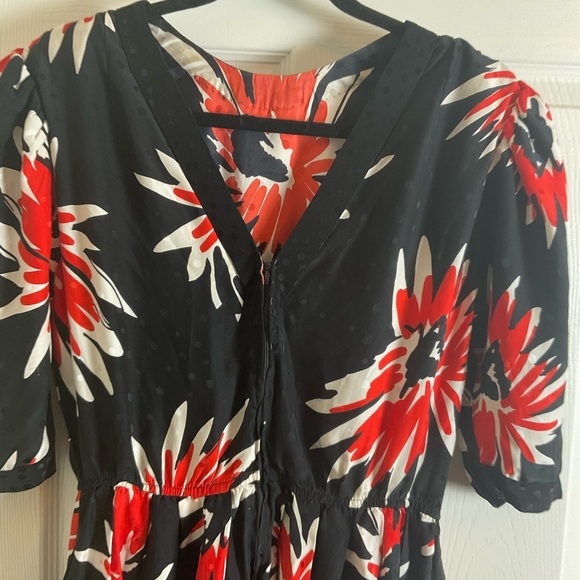 Floral Black and Red Women's Dress - Picture 3 of 12